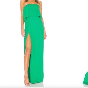 Amanda Uprichard Emerald Strapless Maxi Dress with Slit